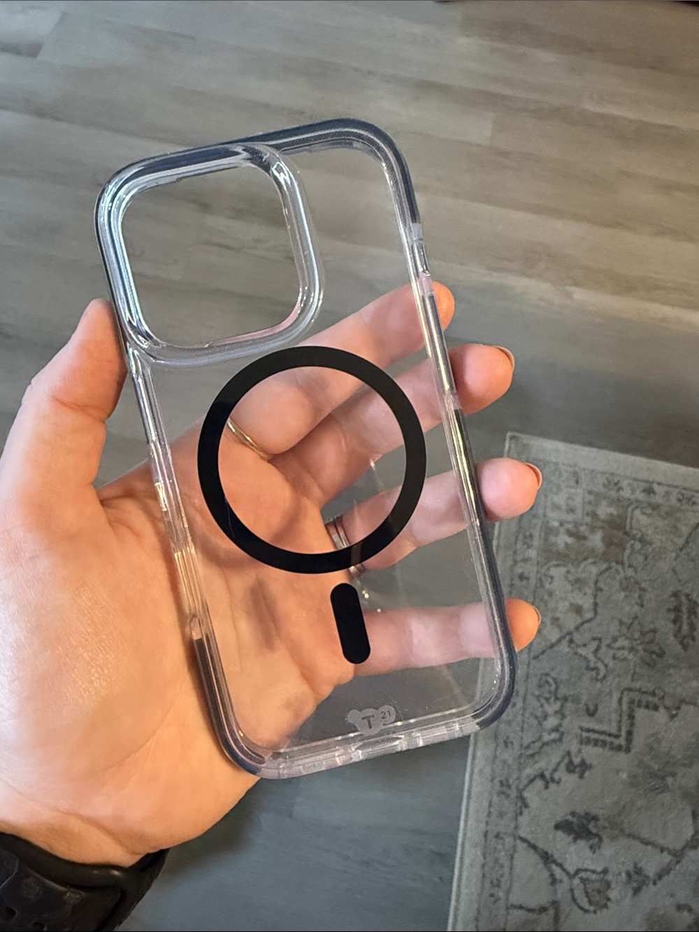 Clear MagSafe-Compatible Phone Case with Black Ring